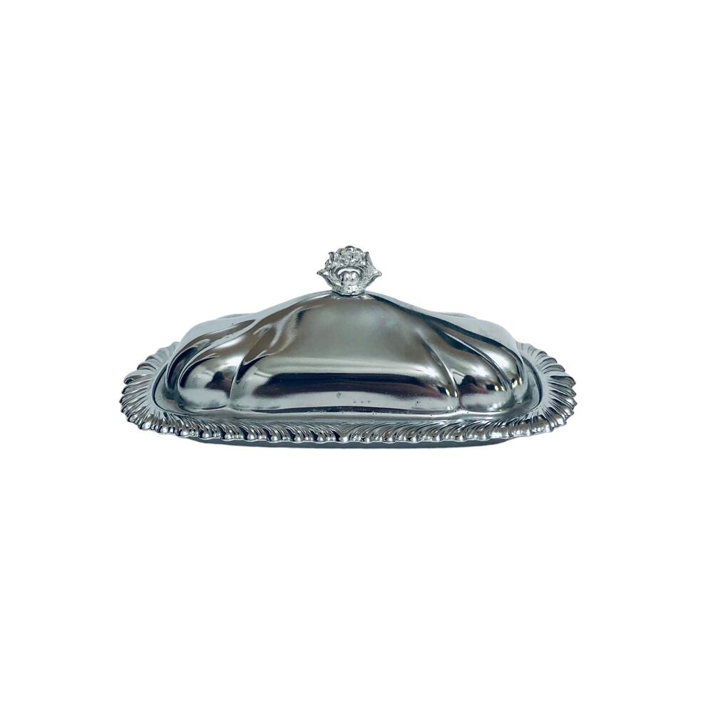 Vintage Silver Plated Butter Dish With Lid and Glass Insert